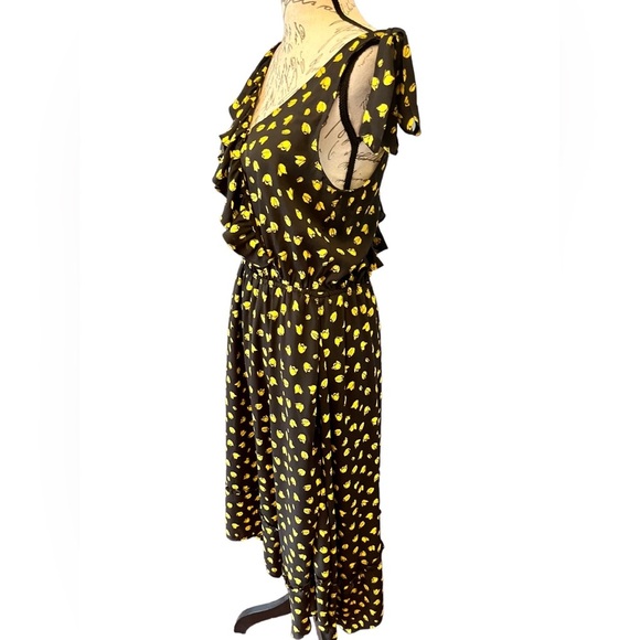 Who What Wear black & yellow floral print dress, sleeveless midi EUC Small - Picture 4 of 15